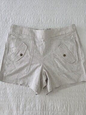 Banana Republic Light Beige Linen-Blend Bermuda Shorts Large